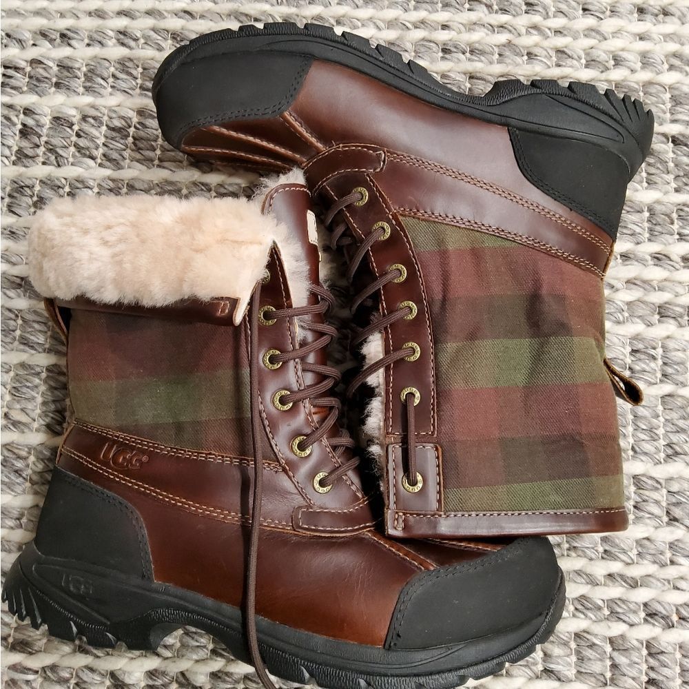 Unisex UGG Adirondack II Plaid Waterproof Snow Boots Size 10